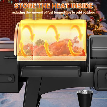 Hisencn Grill Insulation Blanket for Pit Boss Charleston 1020 Combo Grill PB1020NX Smoker Blanket Insulated Thermal Replacement Parts for Pit Boss 1020 Magnetic Smoker Cover for Winter Cooking