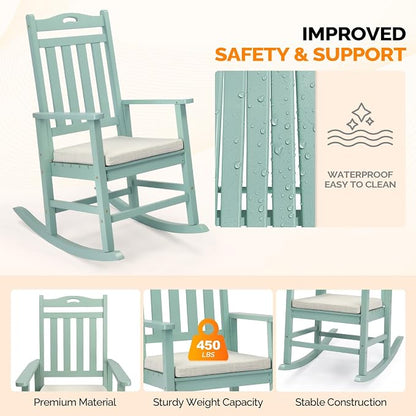 VINGLI Outdoor Rocking Chair Set of 2 Wood Rocking Chair - Image 4