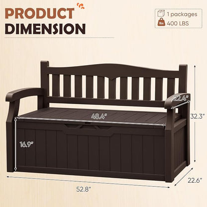 JUMMICO 80 Gallon Resin Outdoor Storage Bench Waterproof, Deck Box | Large Deck - Image 3