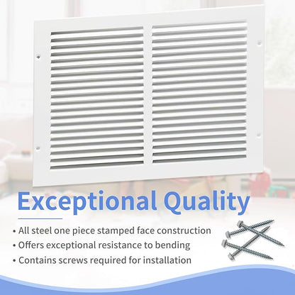 14"W x 10"H [Duct Opening Size] Steel Return Air Grille, Air Return Vent Cover for Ceiling and Sidewall - HVAC Air Vent Covers - [Outer Dimensions: 15.75"W x 11.75"H]