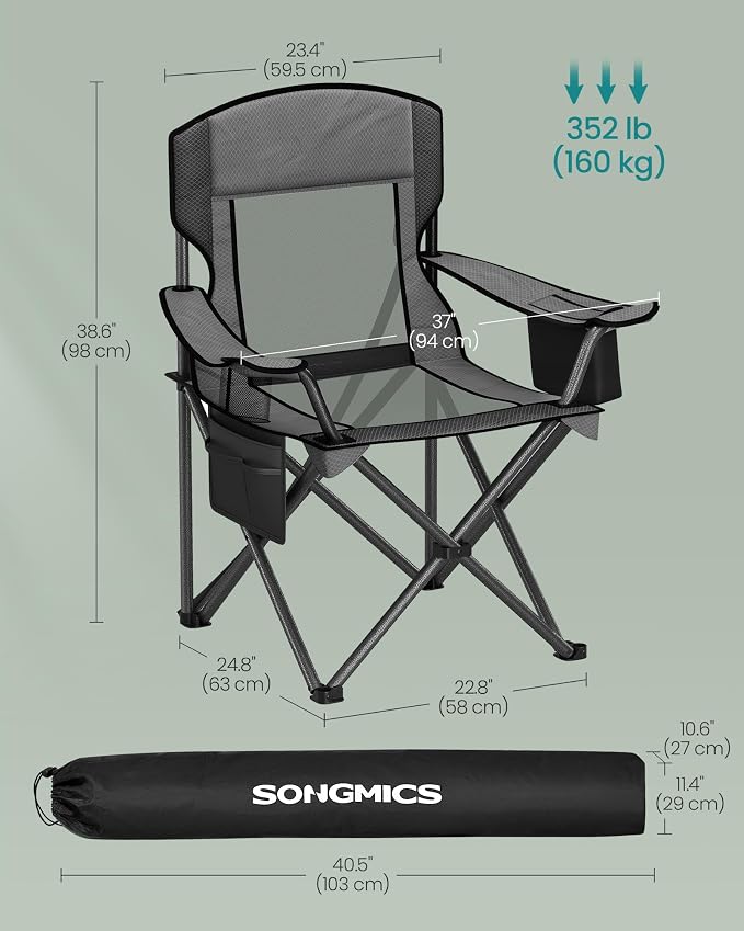 SONGMICS Camping Chair, Folding Oversized Chair, Comfortable and Heavy-Duty - Image 2