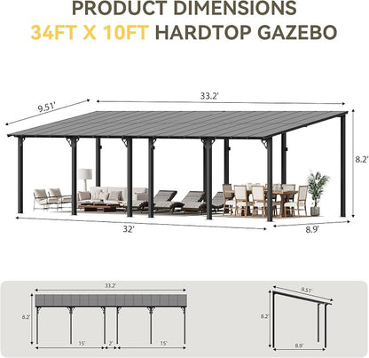 Aoxun 34’x10’ Gazebo for Patio, Gazebo Pergola - Image 2