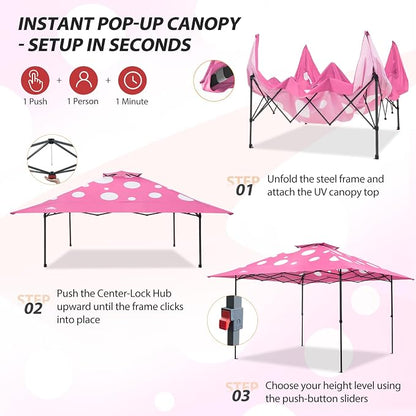 EAGLE PEAK 13x13 Pop Up Canopy Tent, Auto Extended Eaves, Heavy Duty Outdoor - Image 8