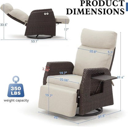 Patio Swivel Rattan Recliner - Image 2