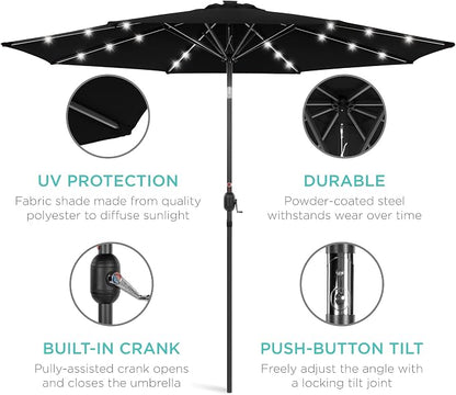 Best Choice Products 10ft Solar Polyester LED Lighted Patio Umbrella w/Tilt - Image 5