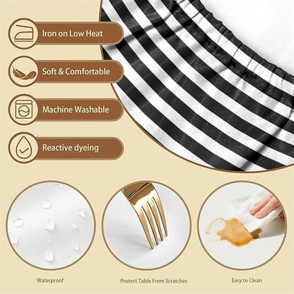 Rectangle Table Cloth Cover Waterproof Elastic Fitted Polyester Fitted Tablecloths for 4 Foot Tables for Indoor,Picnic, Camping, Outdoor （48" x 24"，Stripe）