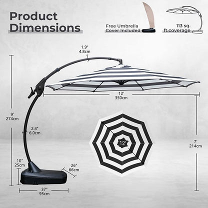 Grand patio 12FT Cantilever Round Umbrella - Image 4