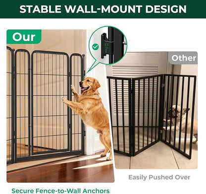 FXW Dog Gate Extra Wide Designed for Indoor Use, Adjustable Width Up to 111-inch Wide (40" H 4 Wire Panels for Medium and Large Dogs), Black