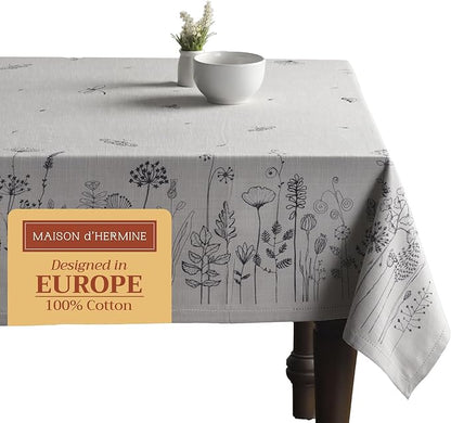 Maison d' Hermine Table Cloth Rectangle Table 100% Cotton 54 x 72 Inches Tablecloth Reusable Decorative Everyday Use for Dining Room, Farmhouse, Home, Party, Festive & Wedding Spring Summer - Flore