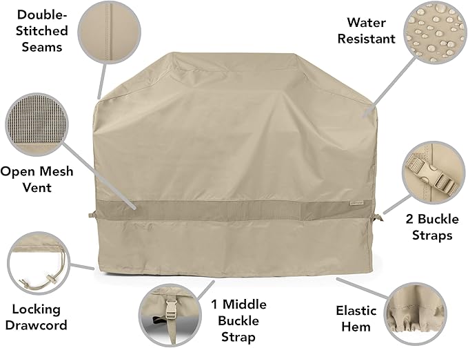 Covermates Grill Cover - Weather Resistant Outdoor Cover, Heavy Duty BBQ Covers for Large Outdoor Kitchen, Elite 300D Polyester, 80 Inch, Khaki