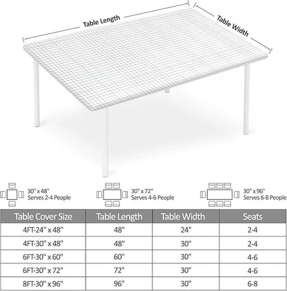 Rectangle Table Cloth Cover Waterproof Elastic Fitted Polyester Fitted Tablecloths for 4 Foot Tables for Indoor,Picnic, Camping, Outdoor （48" x 24"，White Grid）