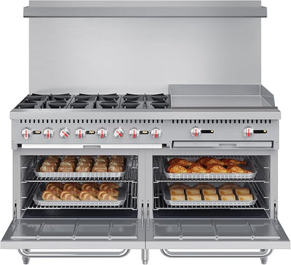 KoolMore 60 in. 6 Burner Commercial Natural Gas Range with 24 in. Griddle (KM-CRG60-NG)