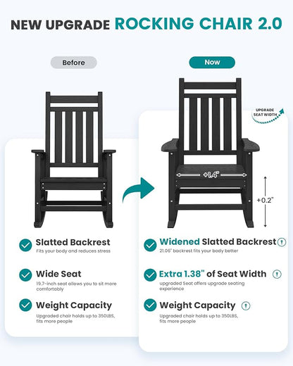 SERWALL Outdoor Rocking Chair Set of 6, Patio Rocking Chairs - Image 6