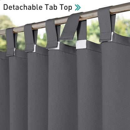 NICETOWN 2 Panels Patio Curtains Outdoor Waterproof 84 Long, Detachable Sticky - Image 3