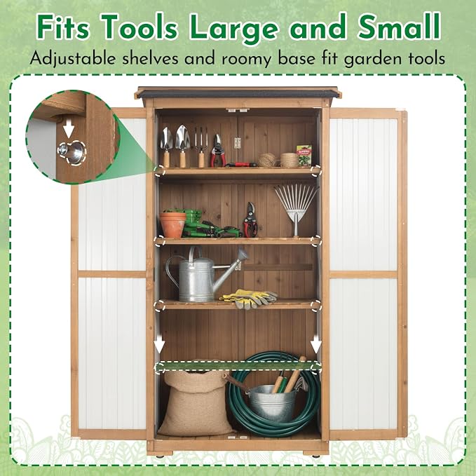Ketive Outdoor Storage Cabinet, Wood & Metal Garden Cabinet - Image 3