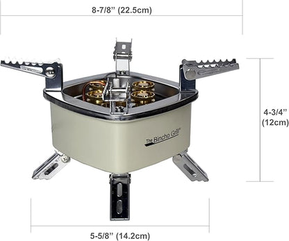 The Bincho Grill Charcoal Starter Gas Burner – 12,800W High Heat Mini Stove with 4 Heads – For Chimneys to Light Binchotan & BBQ Charcoal – Portable Propane/Butane Camping Stove with Piezo Ignition
