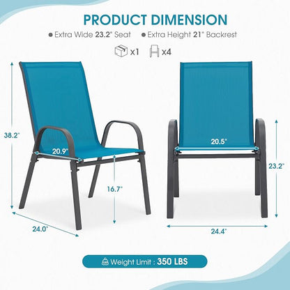 24.4" Wide Outdoor Patio Stackable Chairs Set of 4, Outside Furniture - Image 3