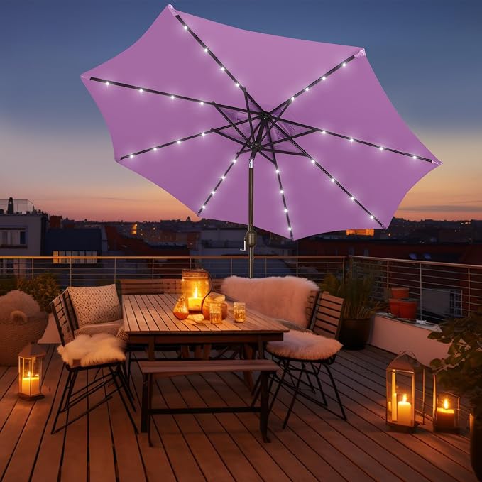 9 ft Solar Umbrella, Patio Umbrella - Image 6