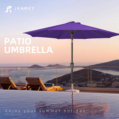 JEAREY 9FT Outdoor Patio Umbrella, Market Umbrella, Dark Purple | Outdoor Table - Image 7