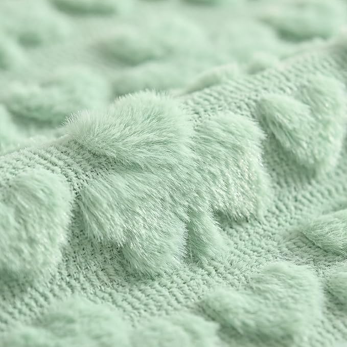 Artoid Mode Sage Green Soft Plush Faux Fur Jacquard Heart Clover St. Patrick's Day Table Runner, Seasonal Kitchen Dining Table Decoration for Home Party Decor 13x72 Inch