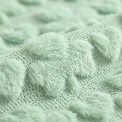 Artoid Mode Sage Green Soft Plush Faux Fur Jacquard Heart Clover St. Patrick's Day Table Runner, Seasonal Kitchen Dining Table Decoration for Home Party Decor 13x72 Inch