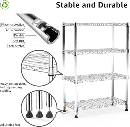 M MZG 1000 lbs Storage Shelving 4-Tier Utility Shelving Unit Steel Organizer - Image 4