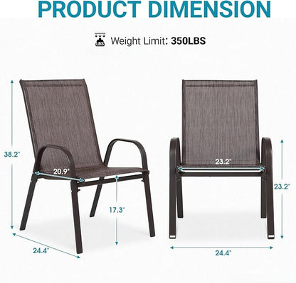 Patio Chairs Set of 6, Breathable Textilene, Weatherproof Frame, Quick Setup - Image 2