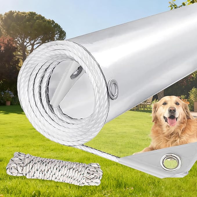 Clear Tarps Heavy Duty PVC, Transparent Tarp Durable Waterproof Dustproof Windproof, Tarpaulin with Grommets & Ropes for Greenhouse, Patio, Garden, Pavilion, Chicken, Porch, Outdoor（5' x 7'）