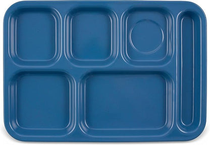 Carlisle FoodService Products Right-Hand Heavyweight 6-Compartment Melamine Tray 10" x 14" - Sandshade (Pack of 12)