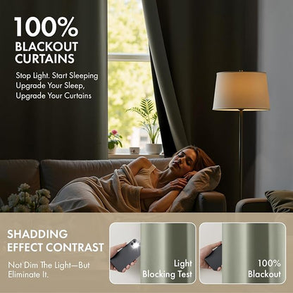 MIULEE Sage Green 100% Blackout Curtains - Image 2