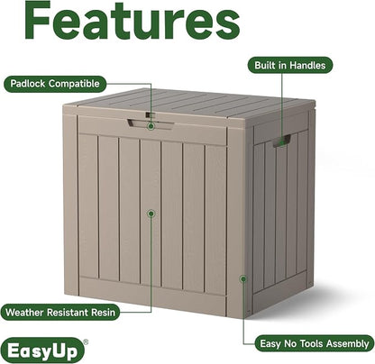 Outdoor Storage Box 38 Gallon Waterproof Resin Deck Boxes, - Image 4