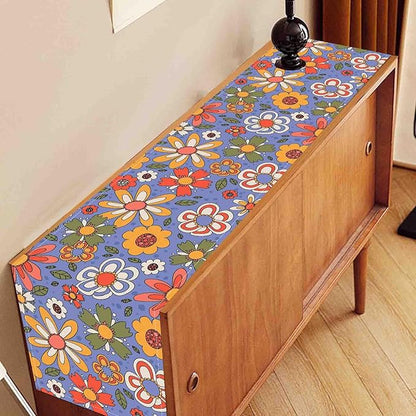 70s Floral Table Runner, Retro Groovy Hippie Lovely Floral Funky Daisy Trippy Coffee Table Center Decor for Home Kitchen Dining Patio Holiday Party Indoor Outdoor Table Decorations, 13"x72" Inch