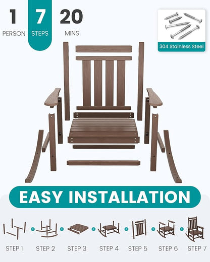 SERWALL Outdoor Rocking Chair Set of 2, HDPE Rocker - Image 5
