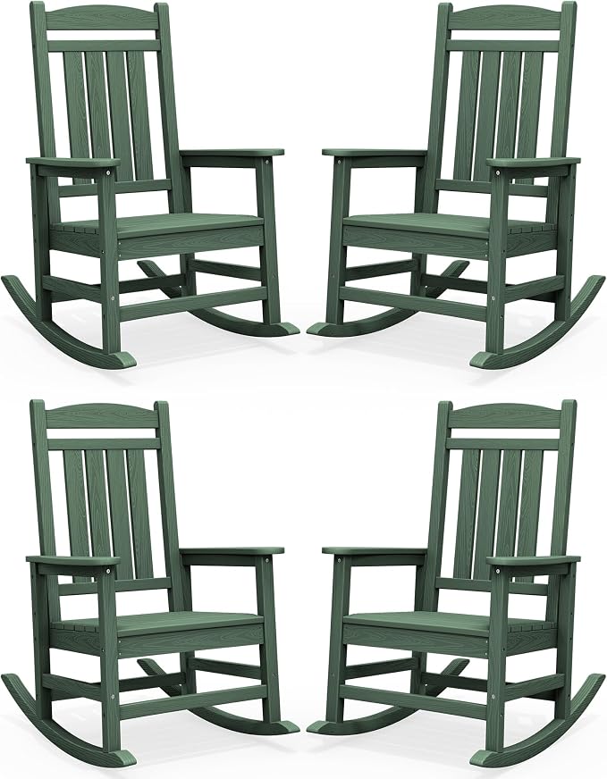 SERWALL Outdoor Rocking Chair Set of 4, Patio Rocking Chair, Porch Rocker by SERWALL