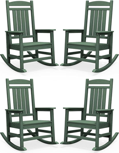 SERWALL Outdoor Rocking Chair Set of 4, Patio Rocking Chair, Porch Rocker by SERWALL