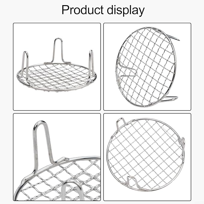 Stainless Steel BBQ Grill Grid with Legs, Round Grid Cooking Net, Even Heating for Outdoor Camping and Home Barbecue(15cm)