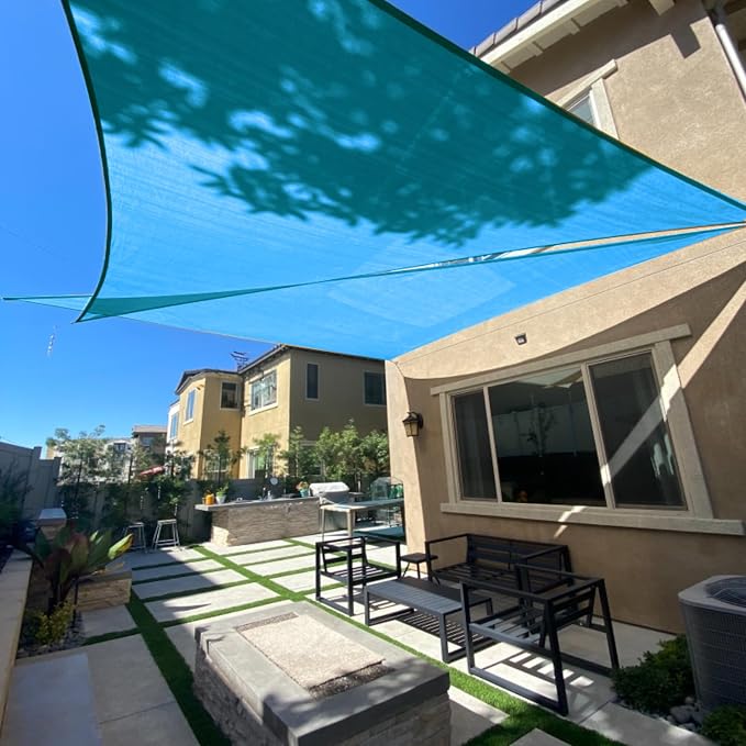 Sun Shade Sail 7'x13'x14.8' Turquoise Blue Triangle Custom Size | 95% UV Block by SUNLAX