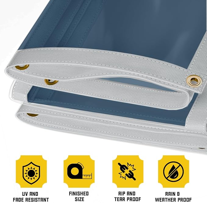 Core Tarps 30 Mil Extreme Heavy Duty Clear Tarp with Gromments - 6x8ft Super Clear Tarps Heavy Duty Waterproof Vinyl Tarpaulin, Transparent Tarp for Outdoor, Camping & Construction, Clear Blue