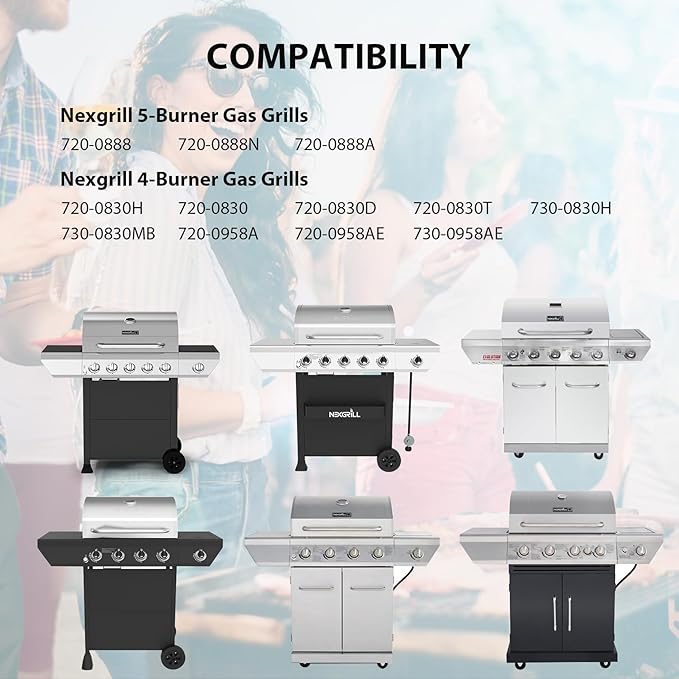 Grill Parts for Nexgrill Replacement Parts 2 Burner 720-0864 720-0864M,Cast Iron Cooking Grate,Heat Shield,Burner Kit for Megamaster 720-0864MA Grill Grates Replacement Parts kit for nexgrill grates