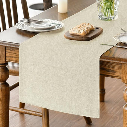 Artoid Mode Beige Table Runner, Seasonal Summer Fall Washable Kitchen Dining Table Decoration for Home Party Decor 13x120 Inch