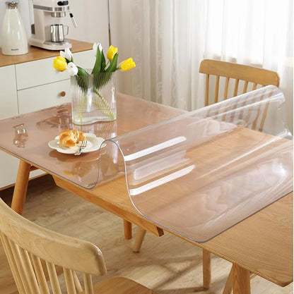 Clear Table Protector 30 x 54 Inch, 1.5mm Thick Plastic Table Cover, Waterproof PVC Clear Table Cover Protector, Desk Protector Mat, Writing Desk Pad for Desktop, Coffee & Dining Room Table