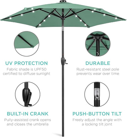 Best Choice Products 7.5ft Solar Umbrella LED Lighted Patio Umbrella, Table - Image 5