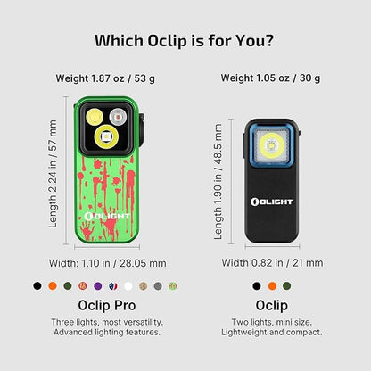 OLIGHT Oclip Pro EDC Flashlight Clip-on Light, Rechargeable 500 Lumens with Three Lighting Solutions Type-C Charging, Magnetic Flash Lights for Signaling, Cycling, Outdoor or Indoor Use(Zombie Green)