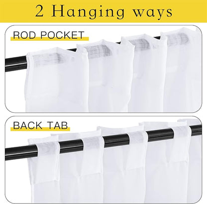 NICETOWN Outdoor Sheer White Weighted Curtains Rod Pocket Back Tab 120 inch - Image 4