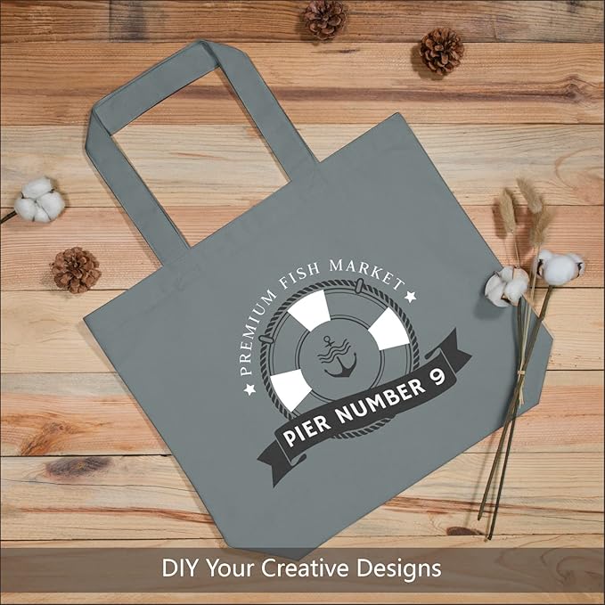 TOPDesign 1-Pack Super Strong Large 12oz Cotton Canvas Tote Bag, Reusable Grocery Shopping Cloth Bag, Fashionable Two-Tone Tote for Crafts, DIY Your Creative Designs