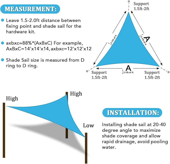 Shade&Beyond Custom Sun Shade Sail 18'x18'x25.5' Triangle Sun Sail Shades Patio - Image 6