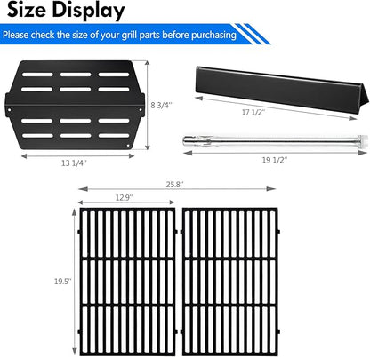 Genesis 300 E-310 Parts 7524 Grill Grate 7621 Flavorizer Bars Heat Deflectors Burner Tubes Replacement Parts for Weber Genesis E-310 E-330 S-330 S-310 E/S-320 Gas Grill GS4 Cooking Grates