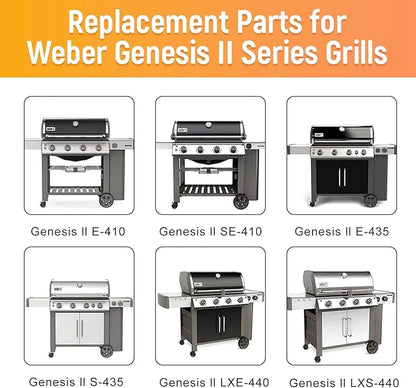 Grill Grate and Flavorizer Bars Heat Deflector Grill Parts for Weber Genesis 2 GS4 Grates 66089, 66097, 66041, 66033, 66796, Weber Genesis II E-410, E-435, S-435, SE-410, Porcelain Steel