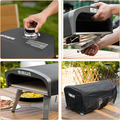 Mimiuo Gas Pizza Oven Outdoor - Portable Propane Pizza Ovens for Outside - Professional Pizza Stove with 13 inch Pizza Stone, Ideal for Any Outdoor Kitchen