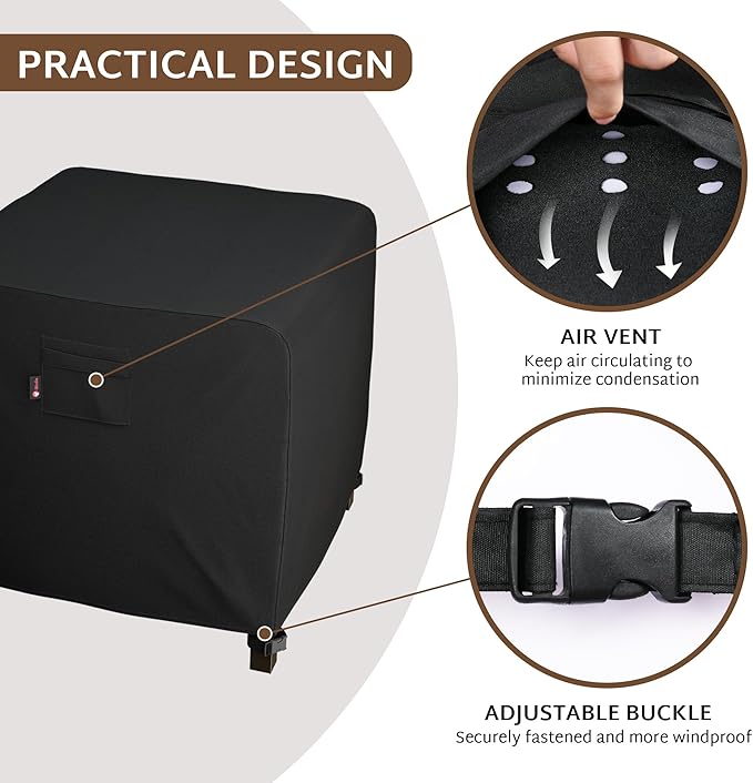 iBirdie Square Fire Pit Cover 32 x 32 inch Outdoor Waterproof and Weatherproof Heavy Duty 600D Patio Fireplaces Table Coffee Table Cover